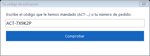 Tu código de activación: solo la primera vez