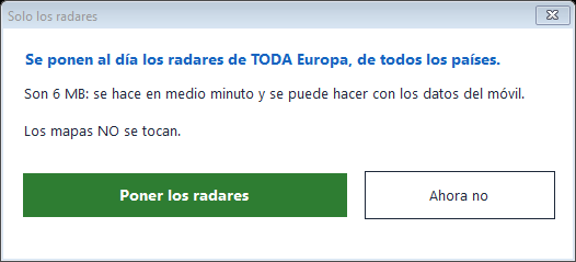 Solo los radares: 6 MB y medio minuto