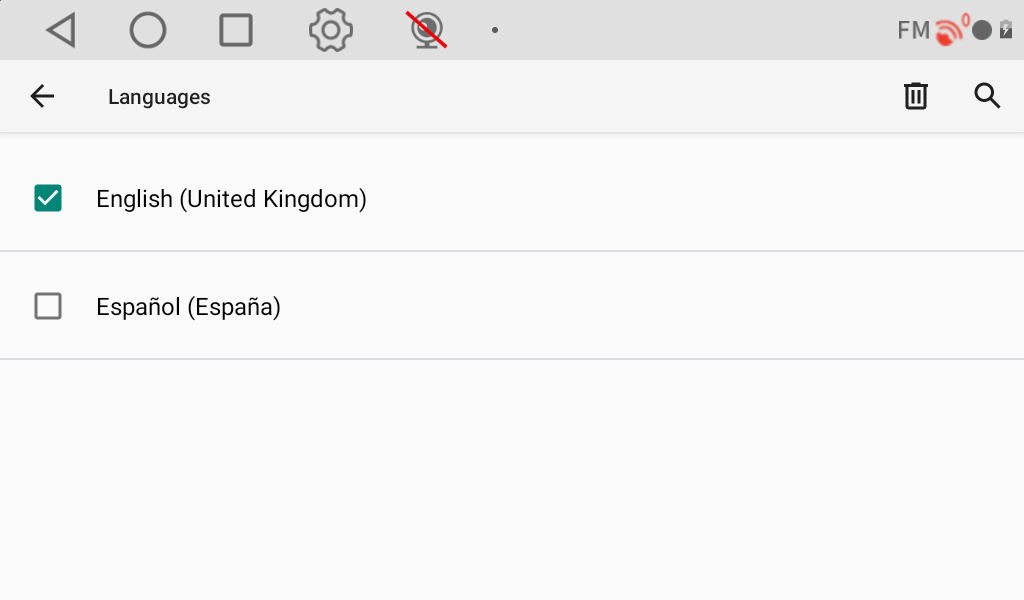 Marca el inglés y pulsa la papelera