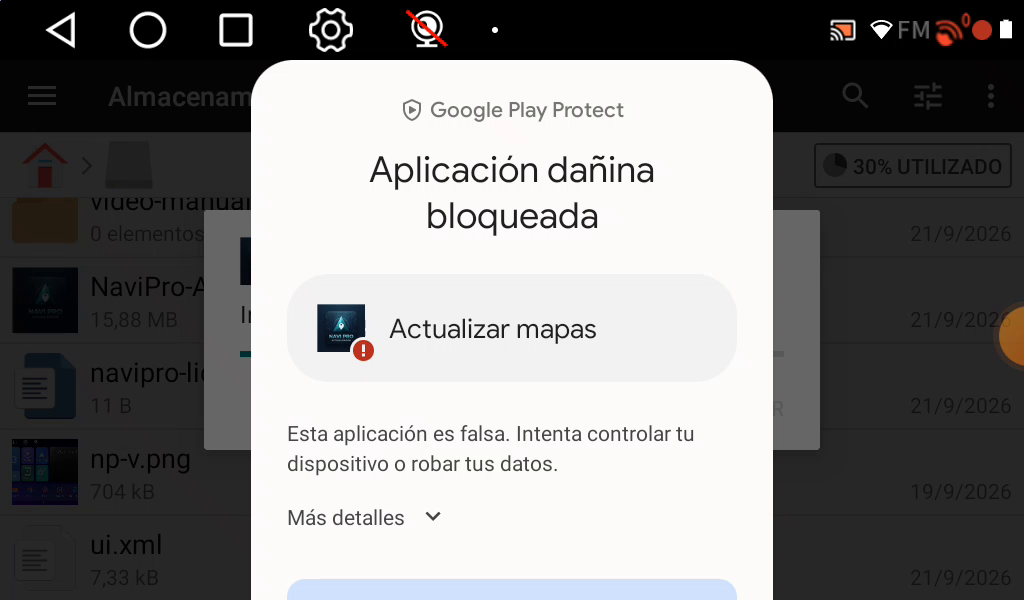 El aviso de Google al instalar: pulsa «Más detalles»