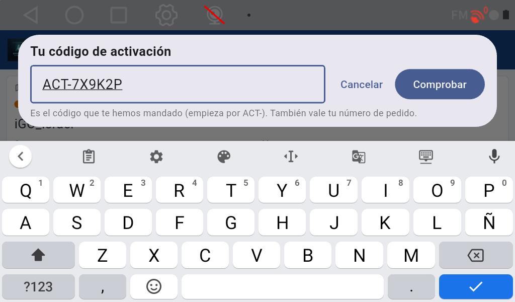 Tu código de activación: solo la primera vez