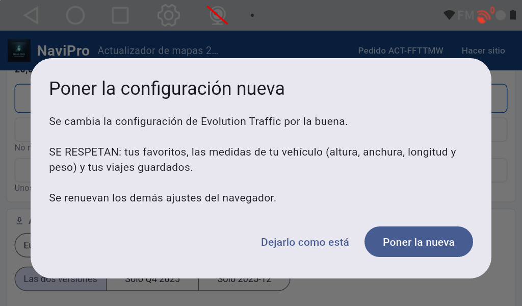 Solo la configuración nueva: tus favoritos y tu vehículo se respetan
