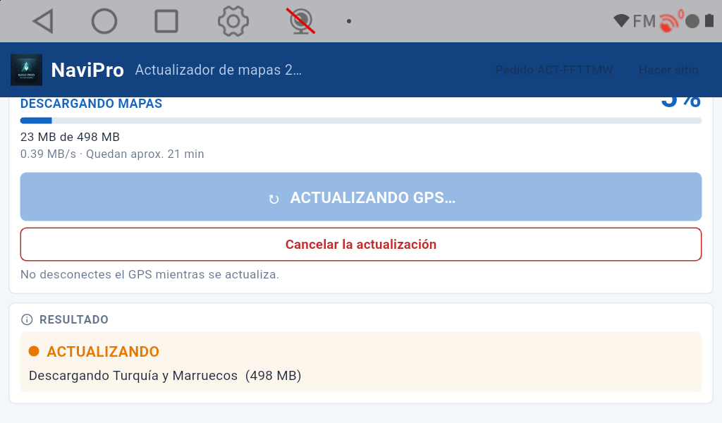 Actualizando: lo que lleva, la velocidad y lo que queda