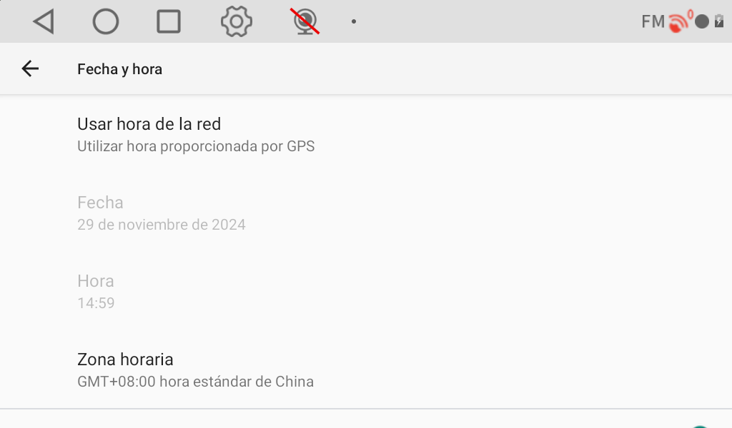Fecha y hora: viene con la hora de China