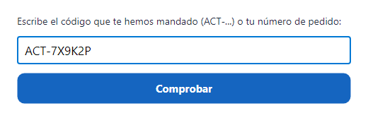 Tu código de activación: solo la primera vez
