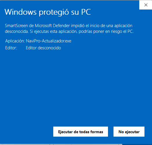 En Windows: «Más información» y luego «Ejecutar de todas formas».
